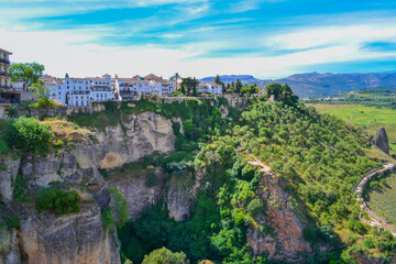 Fototapeta na wymiar View of the old city on the rocks. Ronda, Spain.