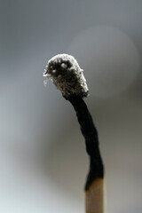 Flaming match, intense fire, evolutionary fire technology, daily and daily use, detail of ash and fathoms.