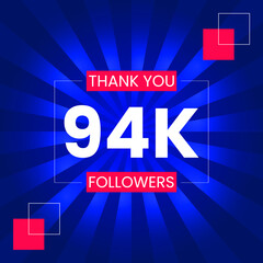 Thank you 94K Followers Vector Design Template