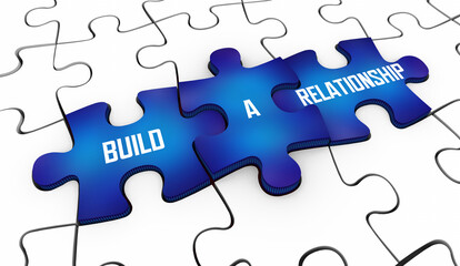 Fototapeta premium Build a Relationship Puzzle CRM Connections Network Business Sales 3d Illustration