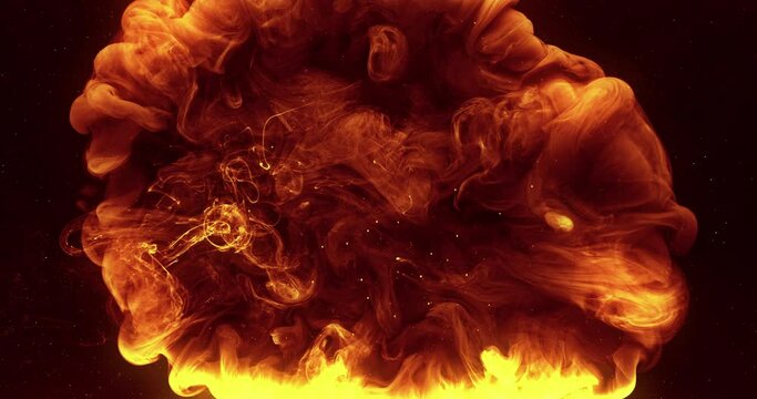 Ink water drop. Color mist flow. Logo reveal effect. Brown orange fume mix motion abstract art background shot on Red Cinema camera 6k.