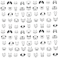 Cat and dog face vector seamless pattern - 508710277