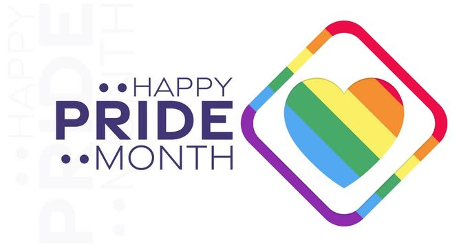 Happy Pride Month, June. Motion design holiday animation footage. Loop video. 