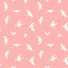 Swallow bird silhouette vector seamless pattern