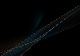 Abstract background waves. Blue, black and orange abstract background for wallpaper oder business card