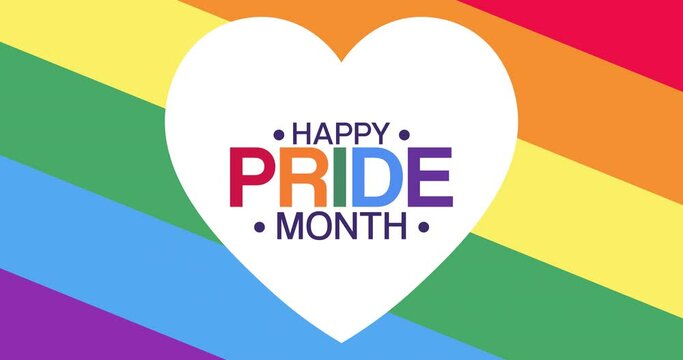 Happy Pride Month, June. Motion design holiday animation footage. Loop video. 