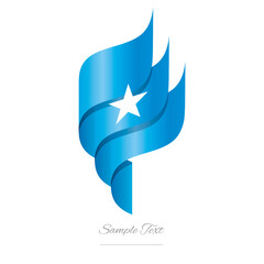 Somalia abstract 3D wavy flag blue white modern Somali ribbon torch flame strip logo icon vector