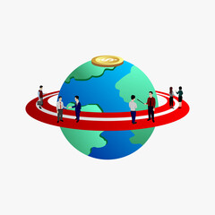 Simple business isometric illustration. Concepts of business analysis, analytics, research, strategy statistics, planning, marketing. Isometric business forecast
