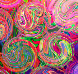 Fototapeta na wymiar spiral circle bubbles in saturated colors - with the feel of a retro 60s 70s psychedelic design