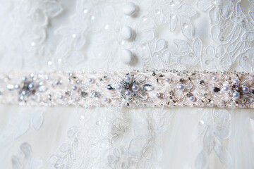 Wedding dress belt with pearl and stones