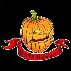 Happy Halloween. Vector Halloween pumpkin in cartoon style. Angry scaring face Halloween pumpkin isolated on transparent background.