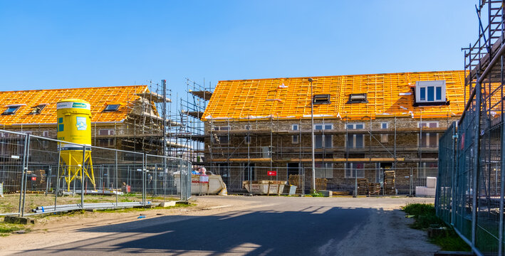 houses being build on the construction site in Rucphen, The Netherlands, 6 may, 2022