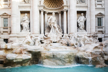 Fototapeta na wymiar One of the most famous landmarks - Trevi Fountain. Rome, Italy.