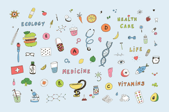 medicine objects vector illustrations set