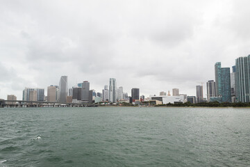 Fototapeta na wymiar Landscape of Miami, Florida from the Atlantic Ocean