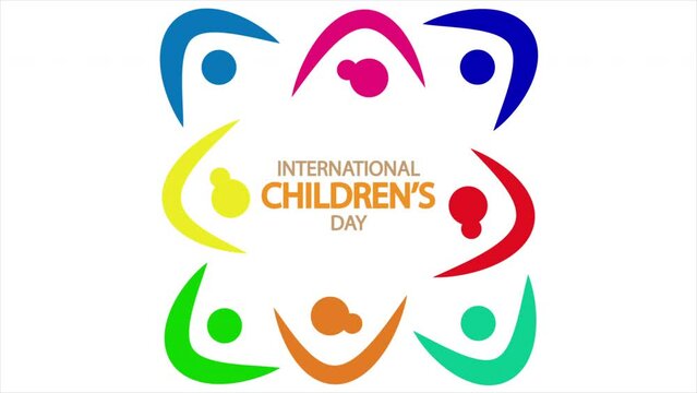 International Children Day circle, art video illustration.