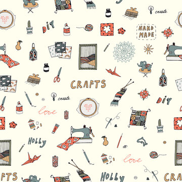 Hobby crafts vector seamless pattern