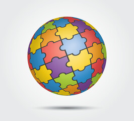 Colorful 3D puzzle ball. Vector illustration.