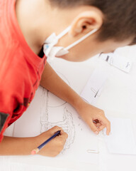 Naklejka premium South American children drawing, painting and playing