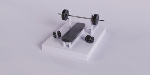 Sports Equipment And Bench 3d Render