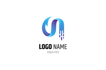 arrow logo with fast effect. Web symbols, express delivery, directions, navigation. 3d concept with blue color gradient