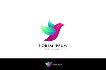 Bird logo. symbol of freedom, peace, bird breeder, nature conservation. 3d concept with colorful gradient