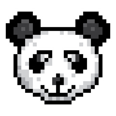 pixel art panda bear isolated on white background