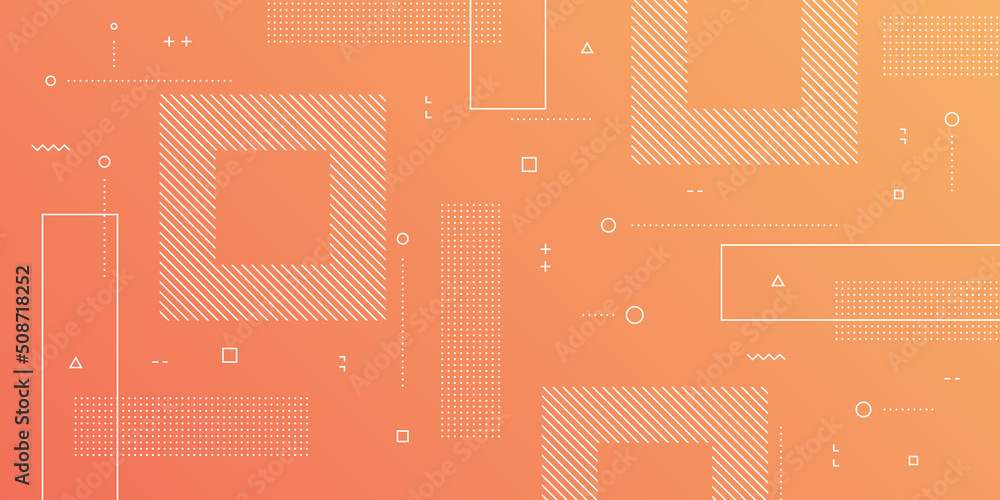 Wall mural modern abstract background with retro memphis elements and orange peach color