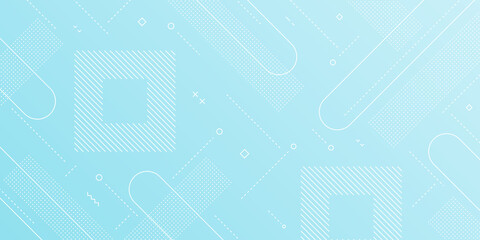 Modern Abstract Background with Retro Memphis Elements and Light Blue Gradient Color
