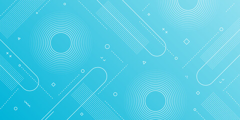 Modern Abstract Background with Retro Memphis Elements and Light Blue Gradient Color