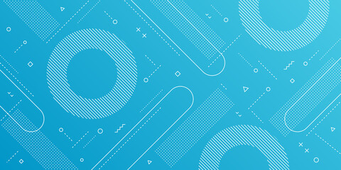 Modern Abstract Background with Retro Memphis Elements and Light Blue Gradient Color