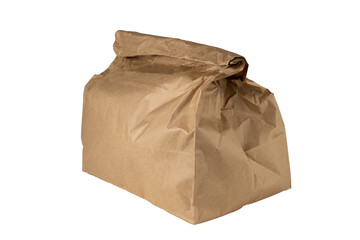 Obraz premium Сlosed crumpled paper bag isolated on white