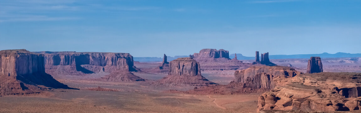 Monument Valley as viewed from Hunt's Mesa, Arizona-Utah State Line in the 4 Corners Region