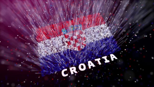 Animation video of the country Croatia's flag displayed through tiny light scattering particles. Animated Croatia flag video. Intro animation.  4K video representing the country and the flag. 