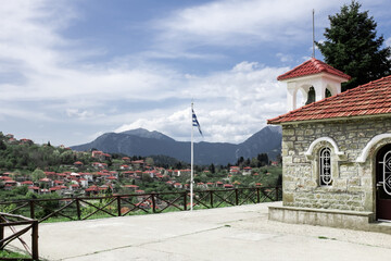Saint George Greek Orthodox church in Ano Chora, Nafpakia, Greece.