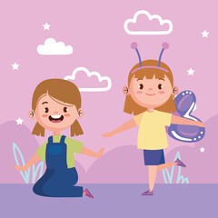 little kids girls playing