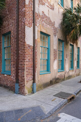 Historic architecture of the French Quarter district in Charleston, South Carolina