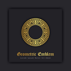 Luxury gold ornament emblem design stylish line art decorative logo. Hotel Label Template