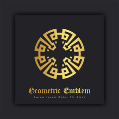 Luxury gold ornament emblem design stylish line art decorative logo. Hotel Label Template