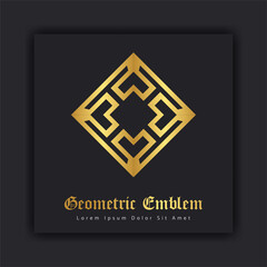 Luxury gold ornament emblem design stylish line art decorative logo. Hotel Label Template