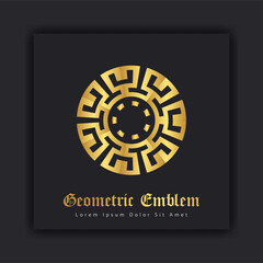 Luxury gold ornament emblem design stylish line art decorative logo. Hotel Label Template