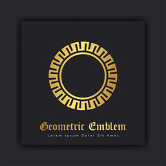Luxury gold ornament emblem design stylish line art decorative logo. Hotel Label Template