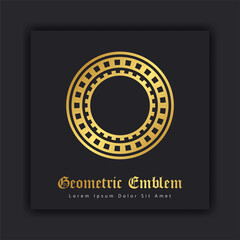 Luxury gold ornament emblem design stylish line art decorative logo. Hotel Label Template
