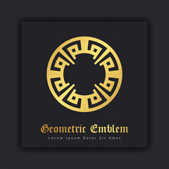 Luxury gold ornament emblem design stylish line art decorative logo. Hotel Label Template