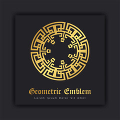 Luxury gold ornament emblem design stylish line art decorative logo. Hotel Label Template