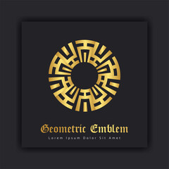 Luxury gold ornament emblem design stylish line art decorative logo. Hotel Label Template