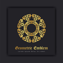 Luxury gold ornament emblem design stylish line art decorative logo. Hotel Label Template
