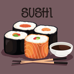 sushi lettering and rolls
