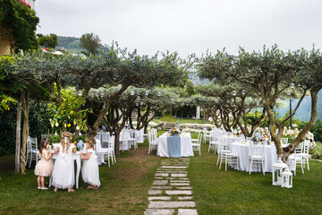 Children in a restaurant at the wedding