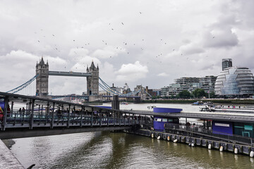 London Tower Bridge on Cloudy Day